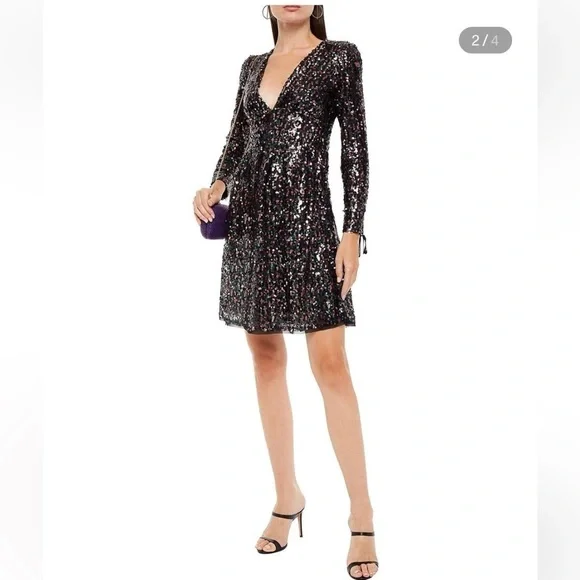 New Antik Batik Lazer Lace-up Sequin Tulle Mini Dress 🪩 SZ 6 NWT! - Picture 7 of 16